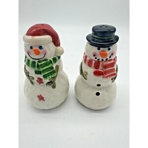 Vintage Ceramic Snowman Salt & Pepper Shakers Set Christmas Holiday Decor